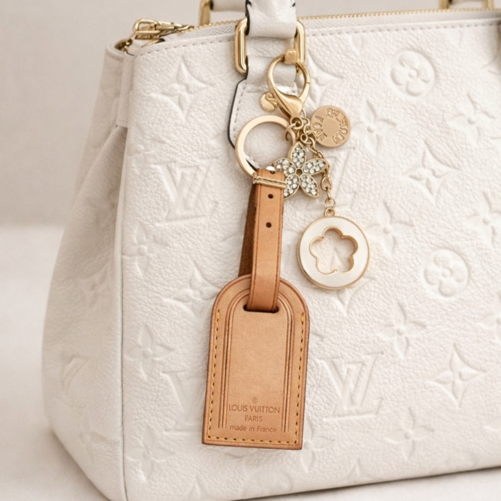 Authentic Louis Vuitton Luggage Tag with Unbranded Keycharm, Keychain